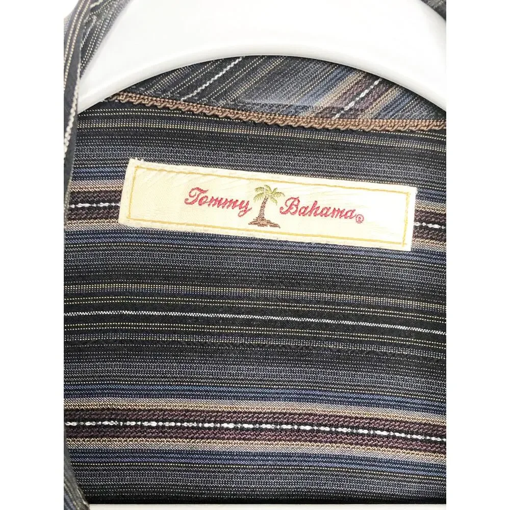Tommy Bahama Mens Size Large Button Front Dress Shirt Silk Long Sleeve Collar - Picture 3 of 4
